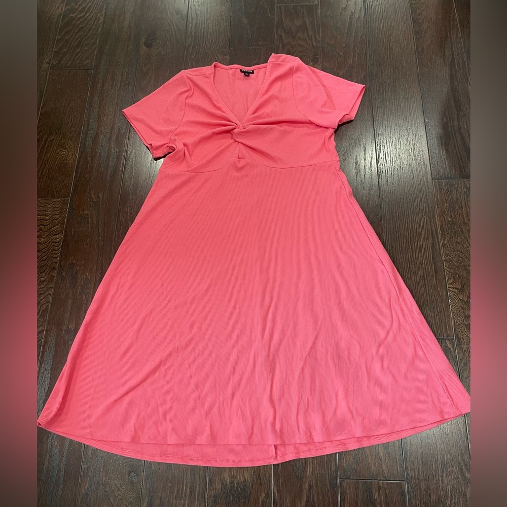 TORRID Coral Micro Rib Twist Front V Neck Skater Dress Knit Women Size X-Large